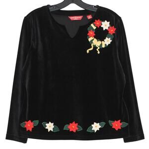 Merry & Bright Sweater Velvet Ugly Christmas Preppy Boho Rustic Classic Black MP